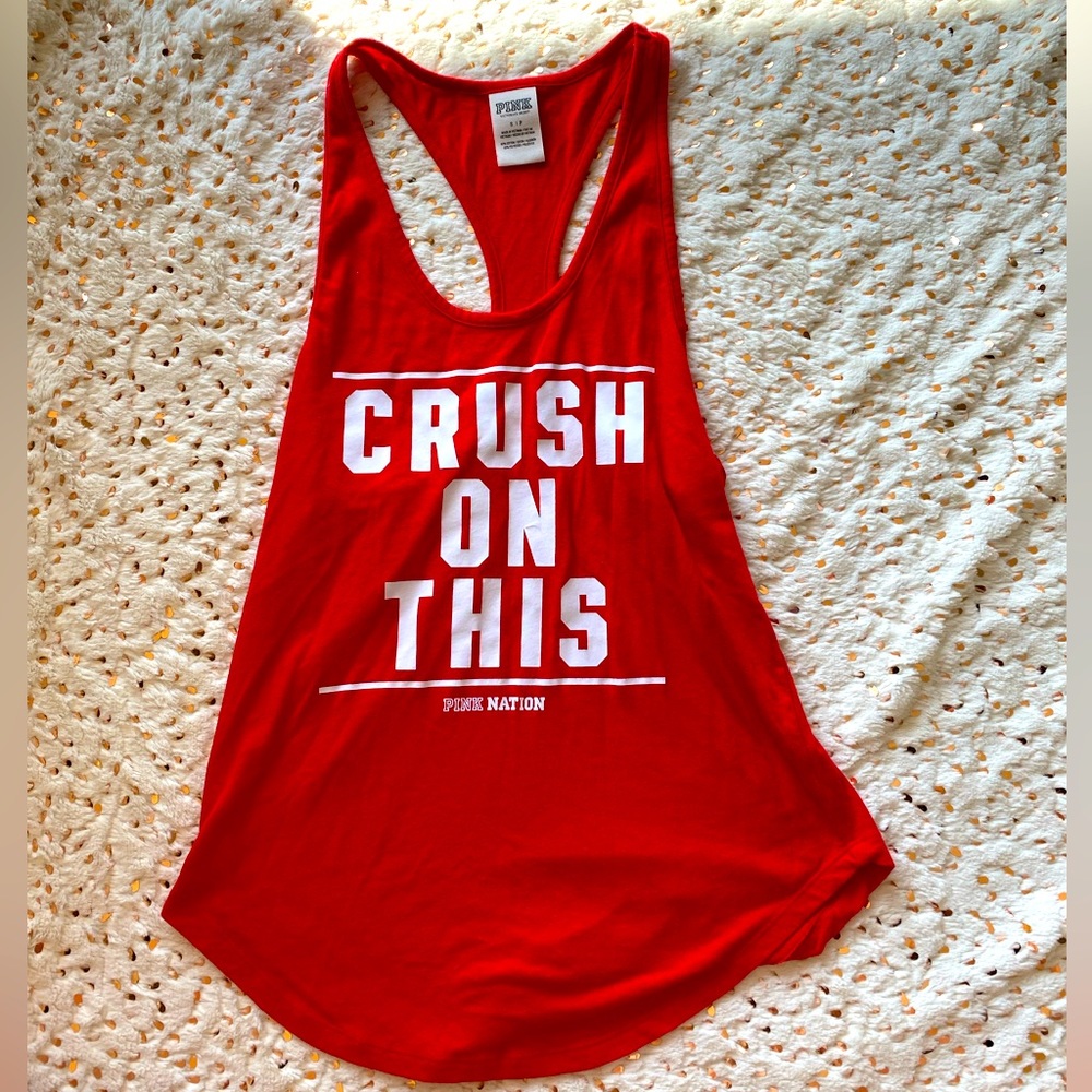 PINK Victoria Secret Crush on this Racer Back Tank. Size Small. Valentines Day.